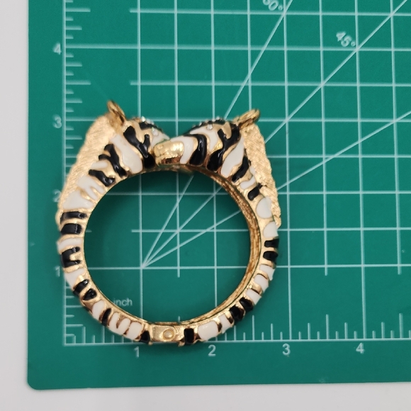 Double Zebra Enamel Striped Bangle Bracelet - Picture 7 of 10